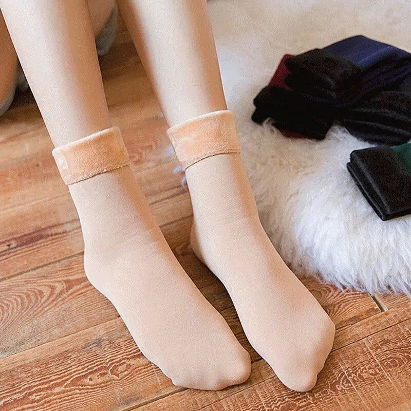 5Pairs Women Winter Thicken Warm Short Socks Thermal Cashmere Wool Socks Nylon Snow Velvet Boots Home Floor Calcetines Mujer