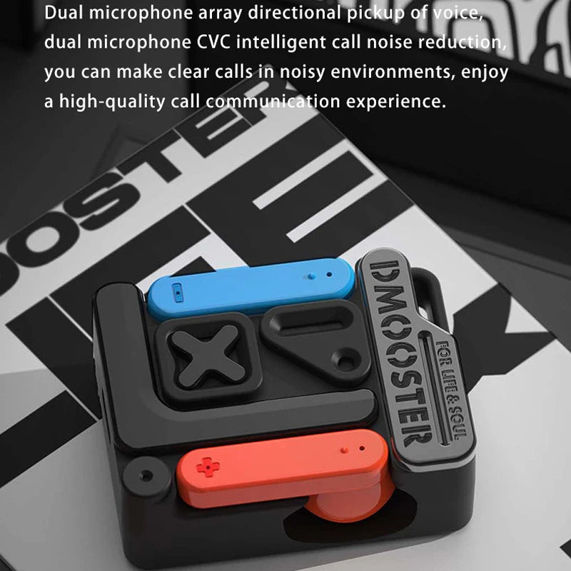 Dmooster D36 true wireless Bluetooth gaming earphones with color semi in ear embedded sliding and uncovered charging case