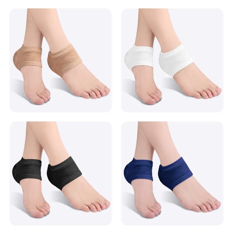 Gel Silicone Heel Protector Sleeve Heel Pads Heel Cups Plantar Fasciitis Support Feet Care Skin Repair Cushion Half-yard Socks