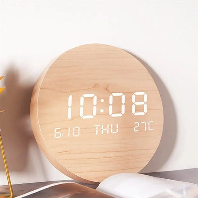 LED Digital Wall Clock Temperature Date Time Display Mute Creative Clock for Living Room Bedroom Nordic Style Hanging Clock