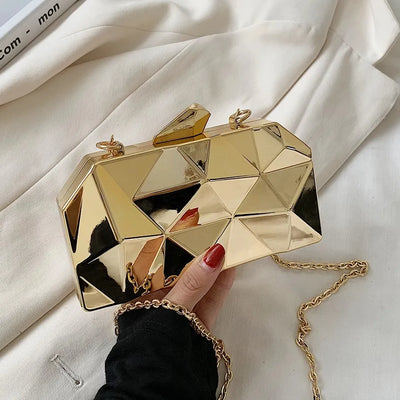 Women's Handbag Bags for Women 2021 Clutches Fashion Geometric Mini Party Evening Purse Crossbody Shoulder Bag Gold Box Clutch