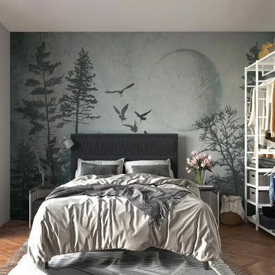 Custom 3D Photo Wallpaper Retro Forest Moon Nature Landscape Mural Canvas Bedroom Living Room Wall Decoration Home Improvement