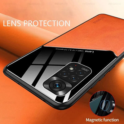 Redmy Note 11 Pro Case Leather Car Magnetic Holder Cover For Xiaomi Redmi Note11 Pro Not 11 S 11S 4G Soft Frame Shockproof Coque