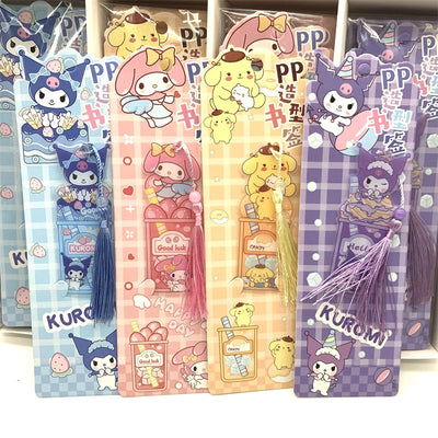 4pcs Sanrio Bookmarks for Books Kuromi Tassel Melody Cinnamoroll Cartoon Cute Children Girls Elementary School Supplies Gift