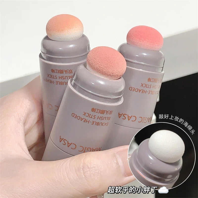 Double-ended Blush Stick Waterproof Brightening Face Contouring Shadow Blusher Long-lasting Tint Cheek Korean Makeup Cosmetics