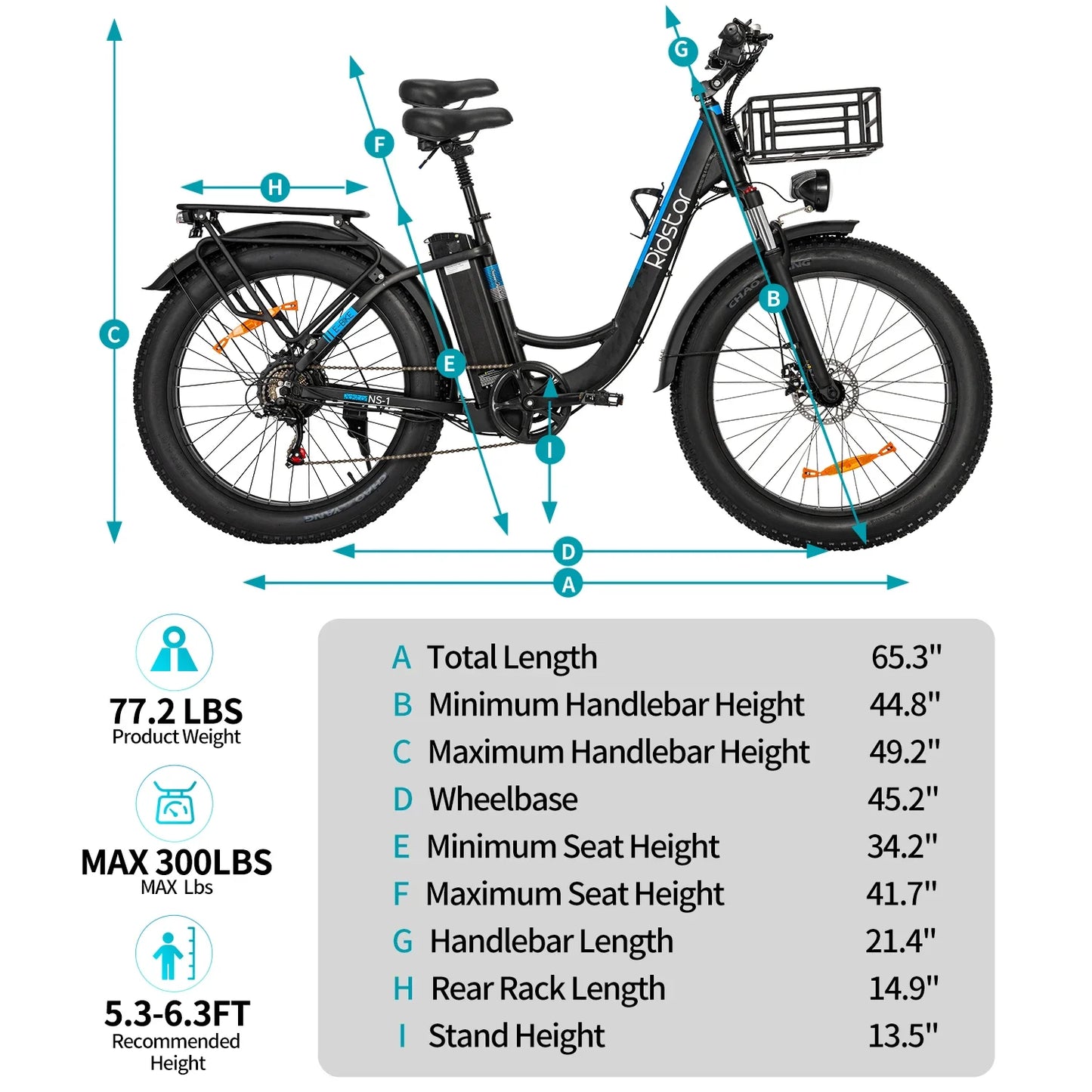 Ridstar MN-26 Electric Bike 26*4.0 Inch Fat Tire Off-Road Adult 1500W 48V 20AH Mountain Electric Bicycle  Adults Commuting Ebike