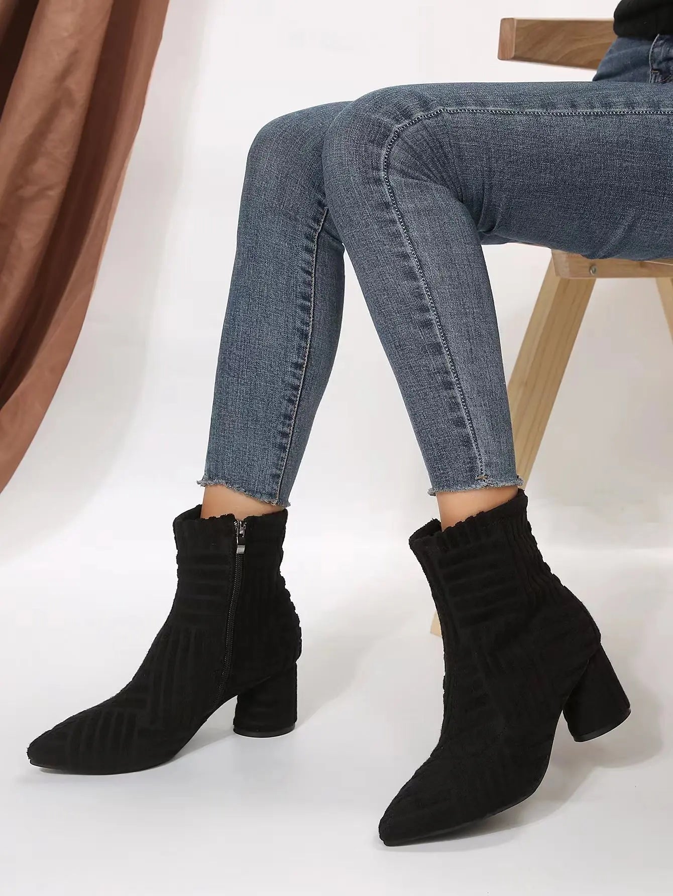 Sexy Green High Heels Ankle Boots Women New 2024 Autumn Suede Platform Short Boots Woman Pointed Toe Thick Heeled Pumps Zapatos