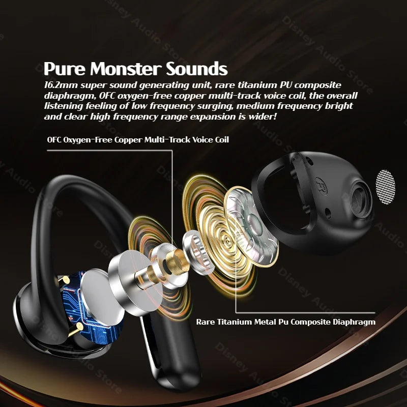 Monster OWS Air Conduction Wireless Headphones Bluetooth 5.4 Sports Ear Hook AI Noise Cancelling IPX5 Earphones 16.2mm Speaker