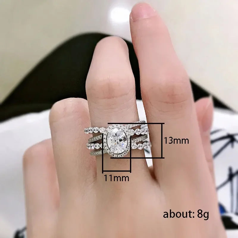 Elegant Bride Wedding Rings Luxury Inlaid Oval CZ Fashion Cross Design Finger Rings Engagement Party New Fashion Jewelry Gifts