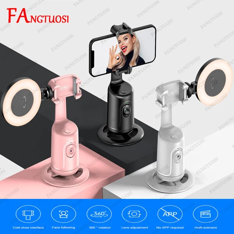 FANGTUOSI NEW P01 Pro 360 Rotation Gimbal Stabilizer AI Following Face Tracking Desktop Gimbal PTZ For Tiktok Smartphone Live