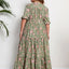 GIBSIE Plus Size Floral Print Knot Front Ruffle Hem Summer Dress Women Vacation Boho Puff Sleeve Split A-line Maxi Long Dresses