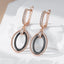 Kinel Hot Oval Black Ceramics Long Drop Earrings For Women 585 Rose Gold Color Natural Zircon Accessories Daily Fine Jewelry