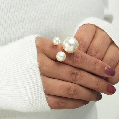 Fine Pearl Thin Ring For Women Minimalist Basic Style Fashion Jewelry Gold Color Knuckle Ring Ladies  Party Ring Gifts BFF