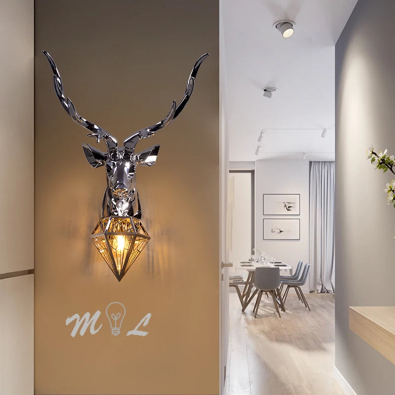 Modern Antler Wall Lamp Deer Lamp Creative Wall+Lamps for Bedroom Lighting Kitchen Fixture Wall Lights Home Deco Wall Soconces