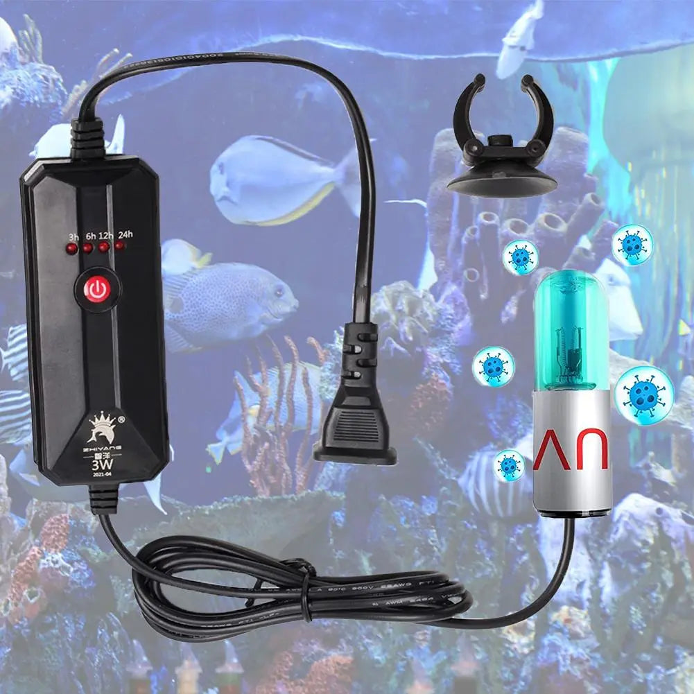 2022 Mini Aquarium Ultraviolet Lamp Algae Removal Home Amphibious Aquarium Water Clean Lamp For Fish Tanks Aquariums Pools Ponds