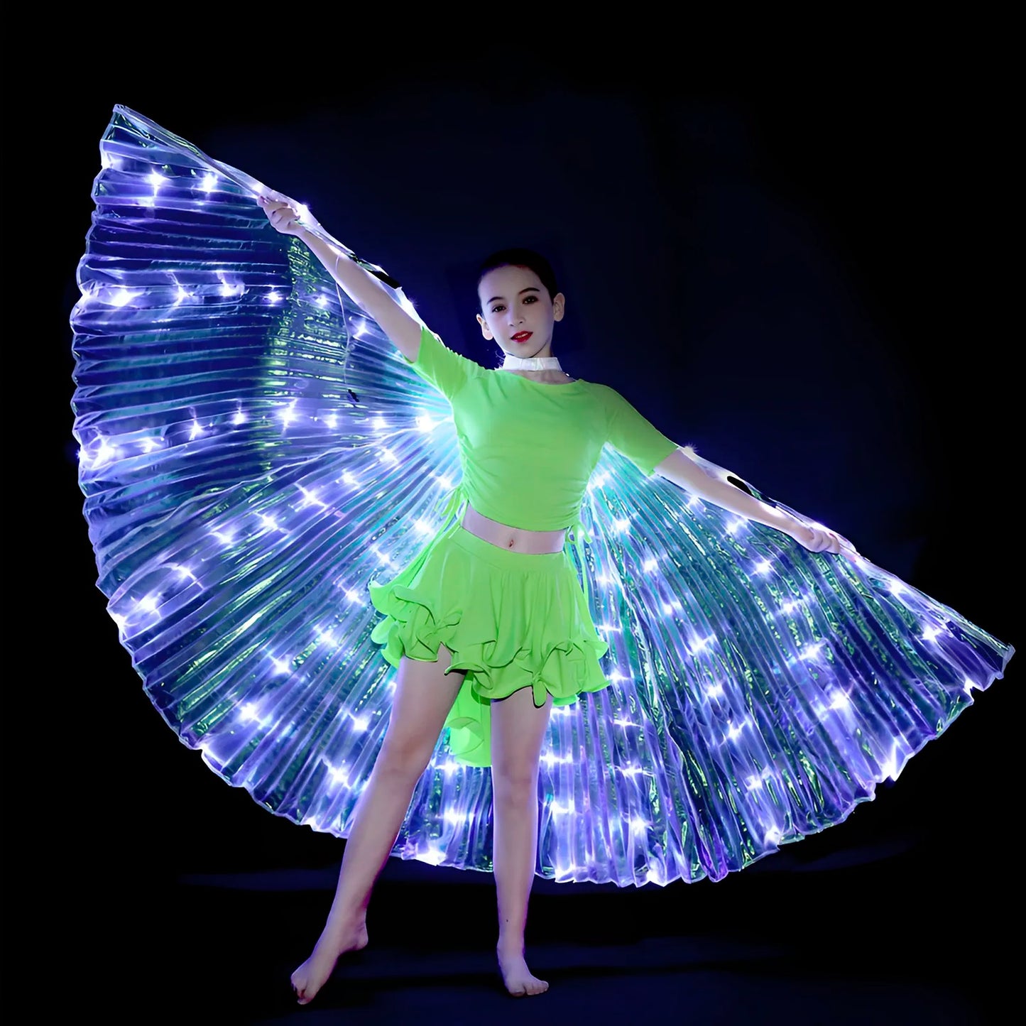 LED Angel Wings Light Up Butterfly Cape Colorful Butterfly Wings Lightweight Portable Belly Dance Costumes Wings for Adults Kids