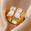 Irregular Square Zircon Rings For Women Stainless Steel Gold Plated Opening Ring Trend Wedding Party Fashion Jewerly Gift 2023