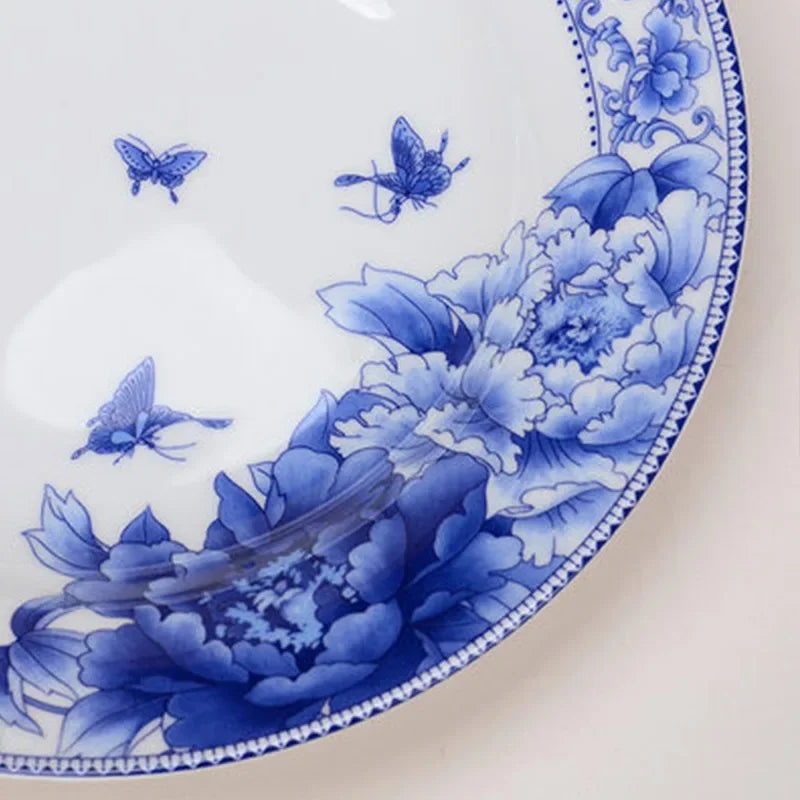 Jingdezhen Ceramic Tableware Dishes and Plates 6 /10/12 Inch Fish Plates Blue and White Porcelain Household Kitchen Dinner Plate