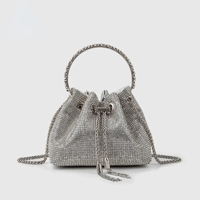 Bucket Bag Women's Bag 2023 Diamonds Evening Clutch Bag Women Luxury Designer Shiny Crystal Bucket Purse Bridal Wedding Party