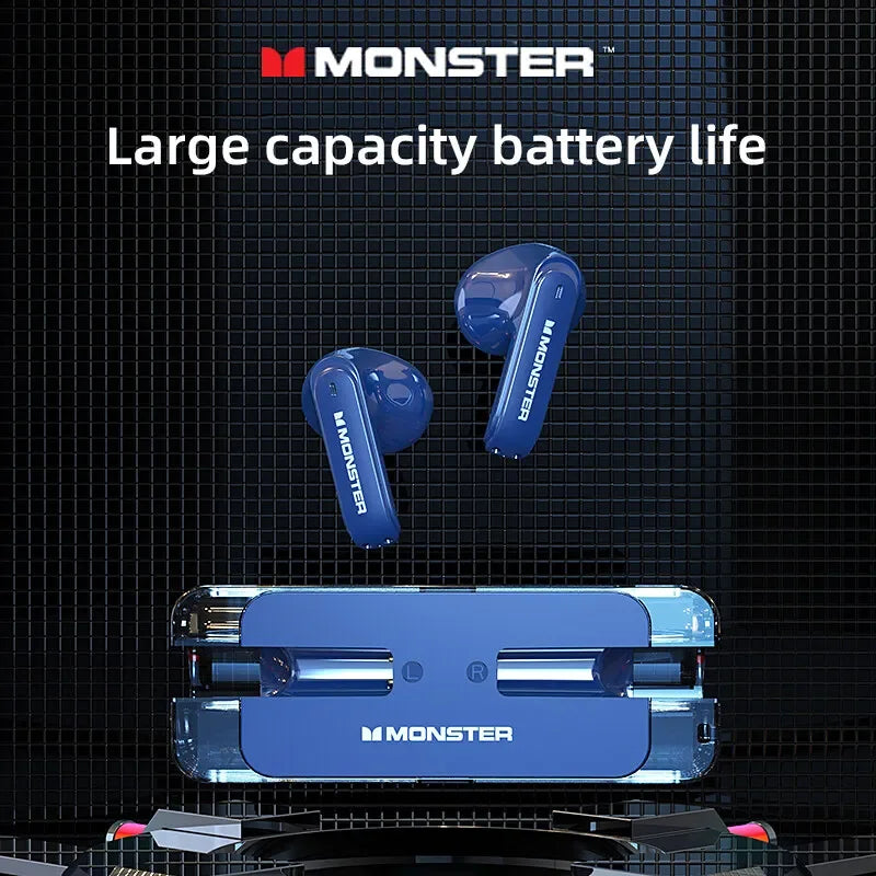 Monster XKT08 Bluetooth V5.3 True Wireless Earphones HD Call Earbuds Waterproof  Gaming Low Latency Noise Reduction Headphones