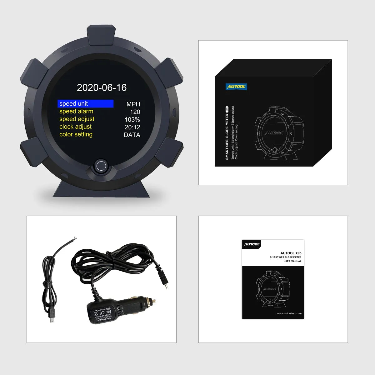 AUTOOL X95 Car 4x4 Inclinometer Provide Slope Angle Speed Satellite Timing GPS Off-road Vehicle Accessories Multifunction Meter