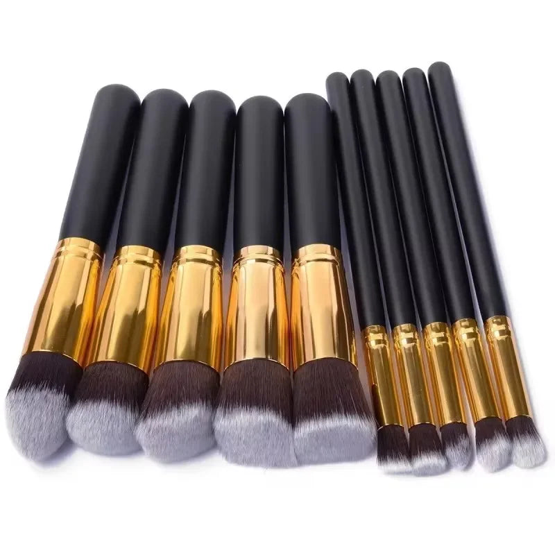 10 Pcs/kit Soft Fluffy Professional Synthetic Kabuki Makeup Brush Set Cosmetics Foundation Blending Blush Contour Makeup Tools