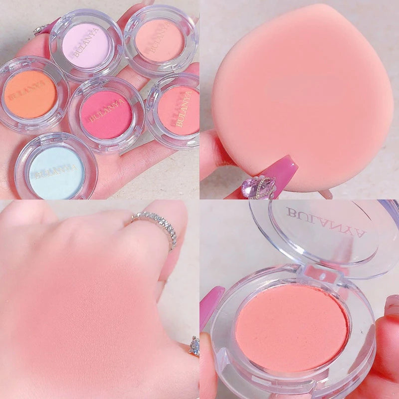 Nude Matte Blush Highlighter Contouring Powder Creamy Monochrome Women Peach Orange Natural Blush Purple Blue Face Brightening