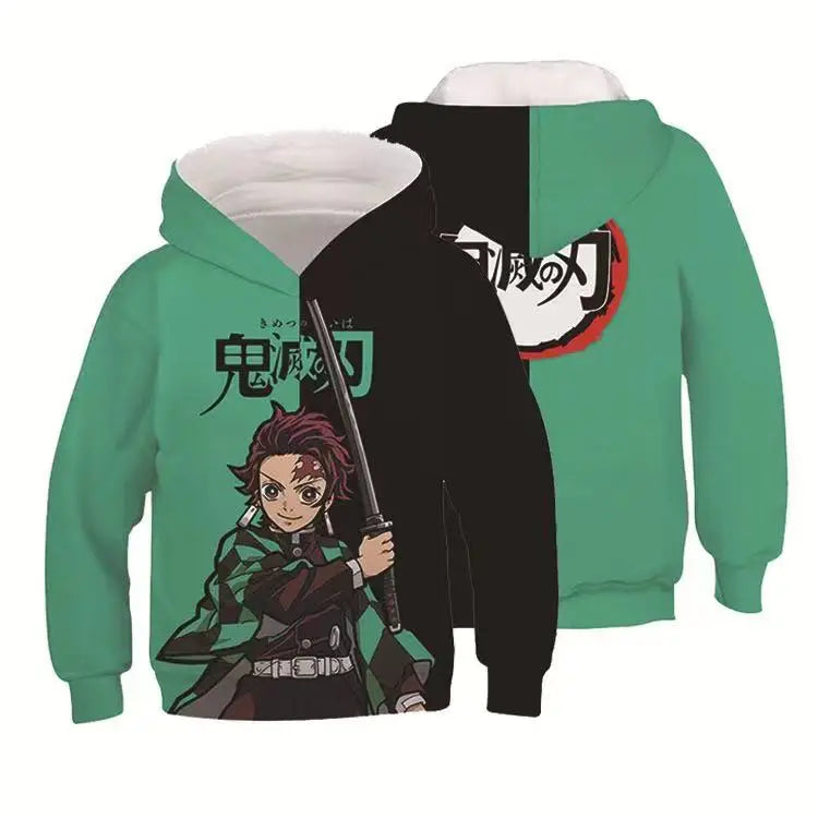 2024 Hoodies for Kids Kawalii Cartoon Hoodie Demon Slayer Print Fashion Autumn Outdoor Clothes Children Girls Sweatshirts Tops