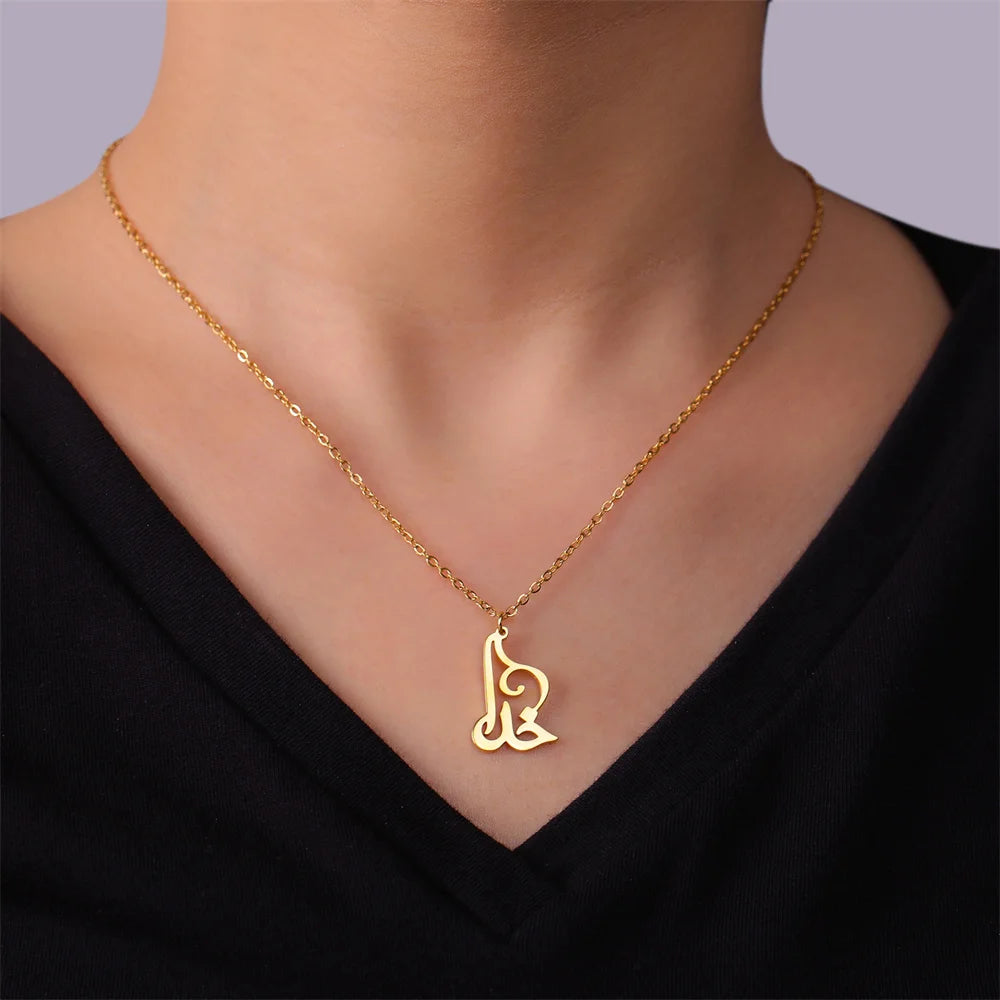 Jeshayuan Iranian Farsi God Necklace for Women Persian Calligraphy Love Pendant Mythology Symbol Amulet Stainless Steel Jewelry