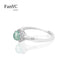 S925 Silver Inlaid Natural Jadeite Blue Water Ring Simple and Exquisite Ice Jade Adjustable Finger Ring Ladies Gift Souvenirs