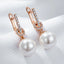 Kinel Luxury 585 Rose Gold Color Pearl Drop Earrings Women Unique Geometric Full Natural Zircon Accessories Daily Jewelry Gift