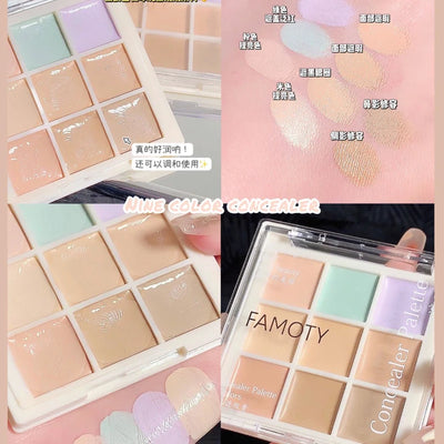 9color Concealer Palette Correct Skin Tone Cream Cover Acne Dark Circle 9Color Corrector Matte Brighten Contouring Facial Makeup