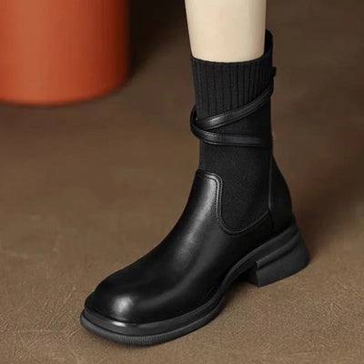 Autumn New Women's Chelsea Boots Vintage Ladies Platform Shoes Chunky Heel Stretch Sock Ankle Boots for Women Botines Chelsea