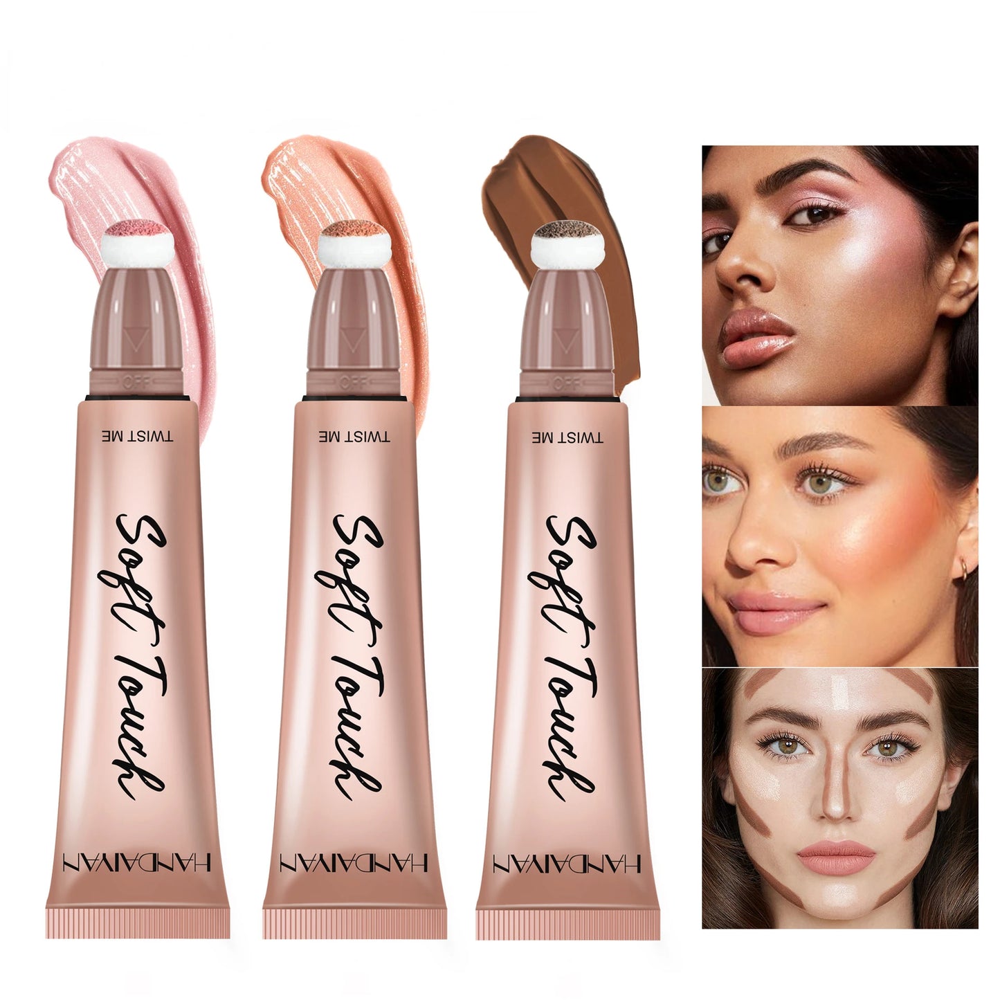 Contour Beauty Wand Liquid Face Contouring  Highlighter & Blusher Stick with Cushion Applicator Natural Matte Finish Contour