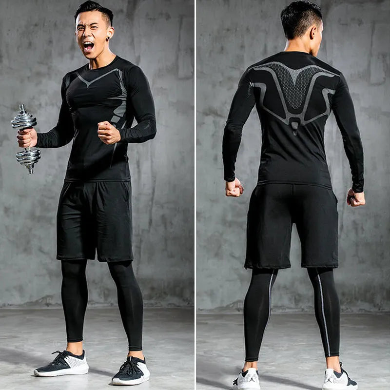 Men's Tracksuit Gym Clothing Men Compression Sports Wear Fitness Clothes Running Jogging Suits Exercise Workout