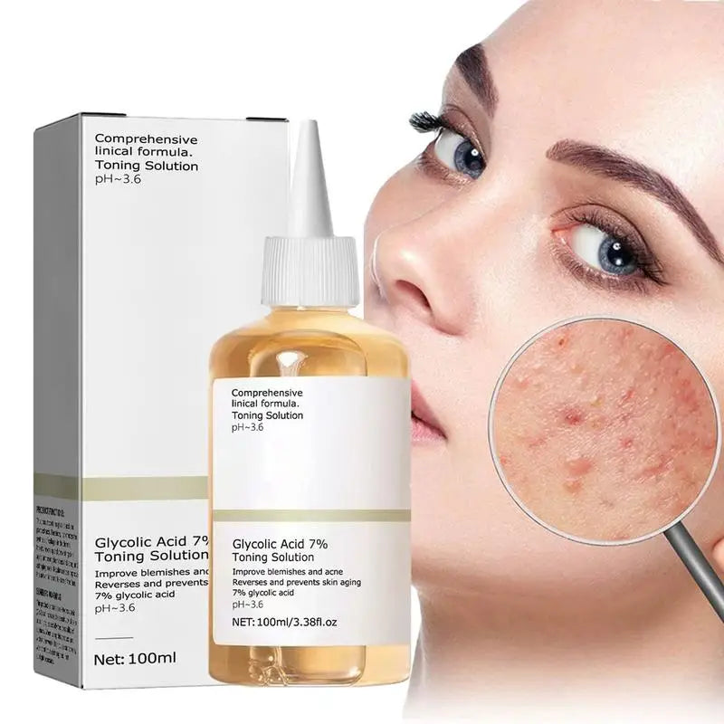 Glycolic Acid Exfoliating Fruit Acid Toner 7% Moisturizing Control Oil Gentle Treatments Acne Facial Care Anti Aging Face Toner
