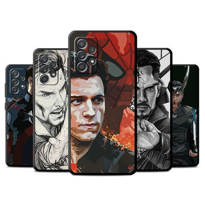 Doctor Strange Iron Man Art Phone Luxury Case for Samsung Galaxy A24 4G A13 A22 A52 A33 A54 5G A73 A34 A14 A12 A21s Black Cover