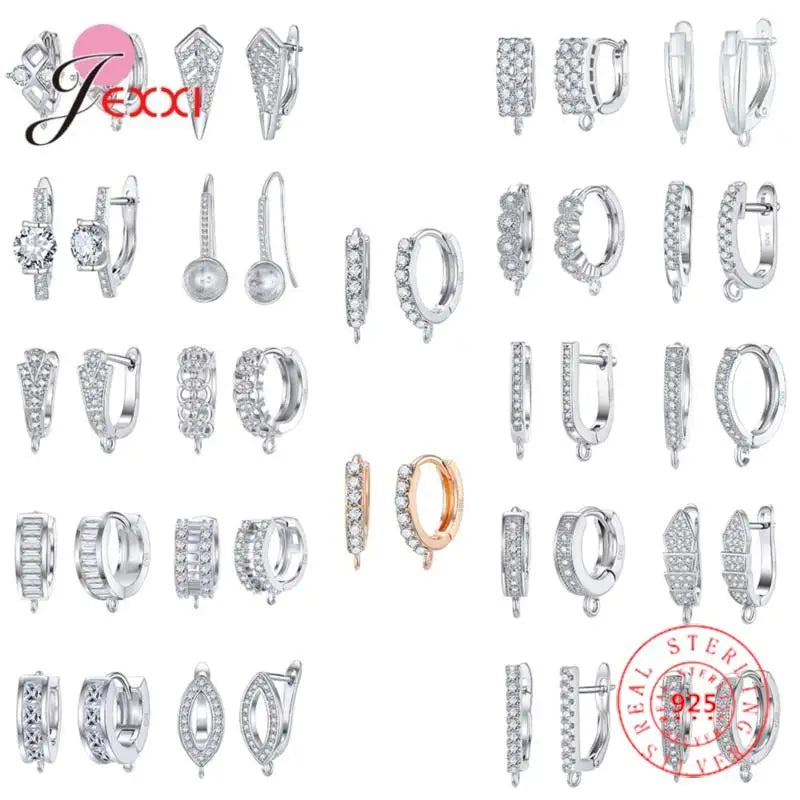 Korean Style Various Models Crystal Earring Findings Genuine 925 Sterling Silver Earring Findings Jewelry Accessories For DIY