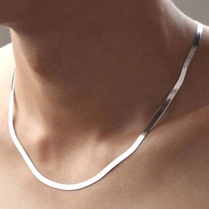 925 Sterling Silver 4mm Chain Necklace For Women Luxury Couple Fine Jewelry Blade Chain Wedding Gift Choker Clavicle Necklace