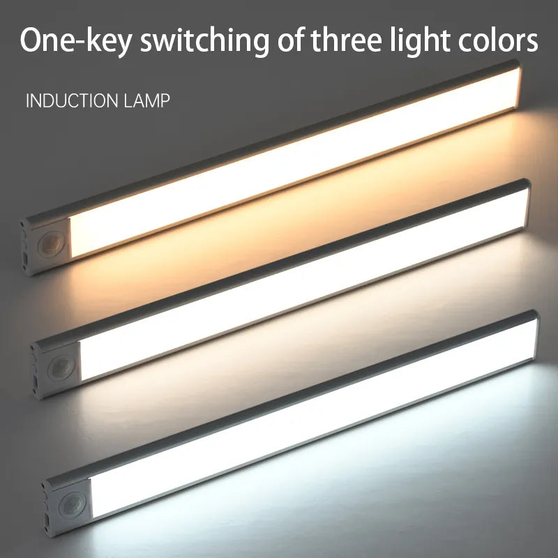 Night Light TYPE-C USB Lights Motion Sensor LED Three colors in one Lamp For Kitchen Cabinet Bedroom Wardrobe Indoor Lighting