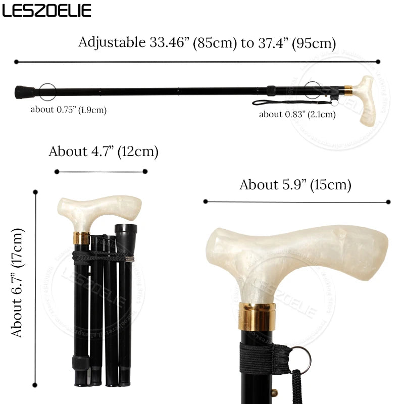 85cm to 95cm Adjustable Stick Man Resin Handle Black Aluminum Alloy Luxury Walking Sticks Women Folding Elegant Walking Cane