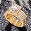 Huitan Princess Cut Cubic Zirconia Women Rings Gold Color/Silver Color Luxury Wedding Party Accessories Fashion Jewelry Size5-13