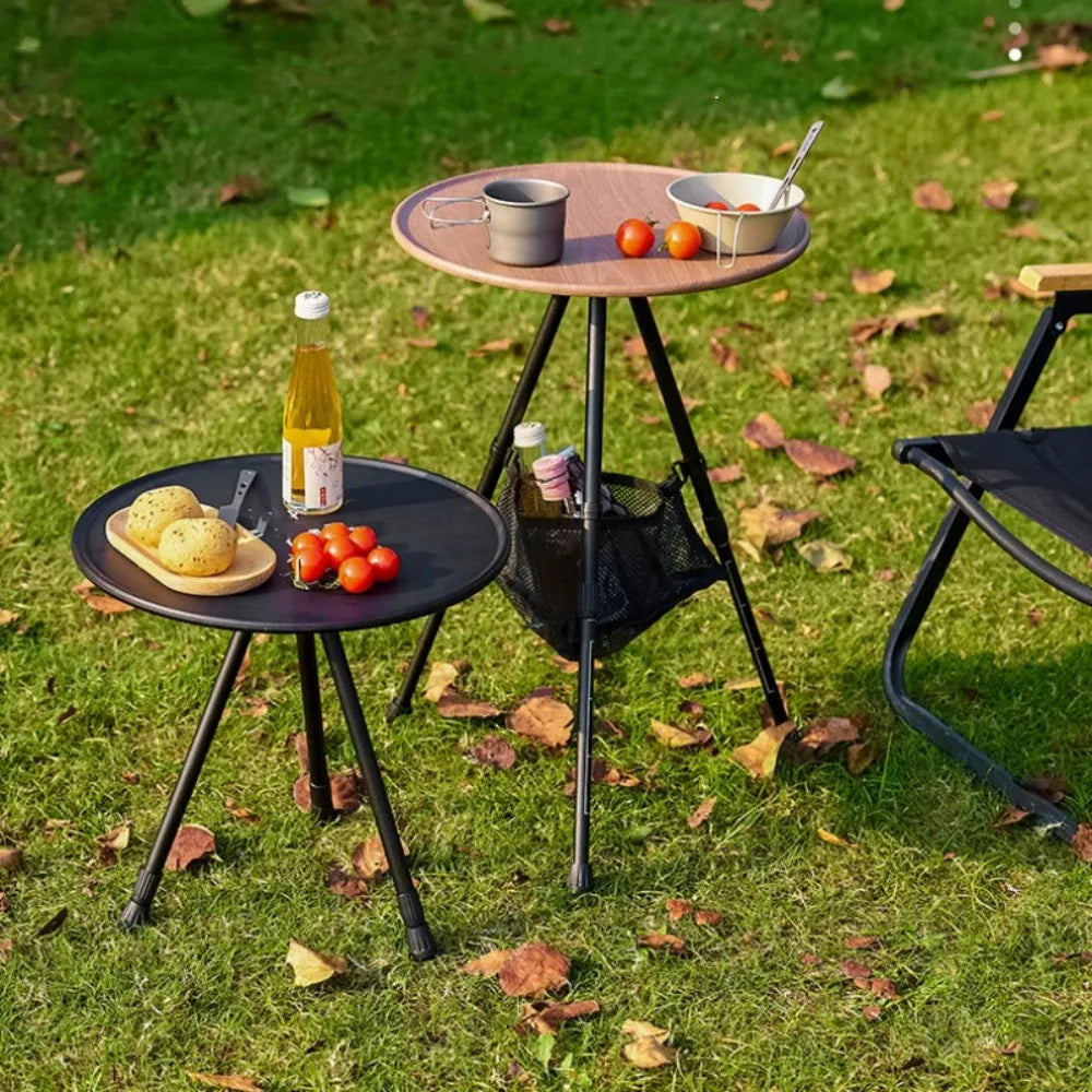 Telescopic Folding Round Table Outdoor Three-legged Dining Table Portable Aluminum Alloy Hike Picnic Liftable Table Coffee Table