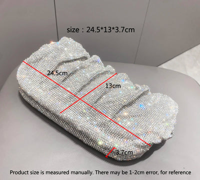 Shiny Handle Rhinestones Handmade Evening Clutch Bags New Folds Purses And Handbags Luxury Designer Wedding Party High Quality