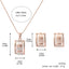 Ladies Rectangular Opal Necklace & Earrings Jewelry Set Rhinestone Imitation Gemstone Pendant Stud  Birthday