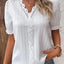 Women's Summer New Top 2024 Solid Sexy V-Neck Hollow Short Sleeve Shirt Fashion Splice Plus Size Blouse Loose Street Apparel