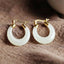 Natural White Jade Crescent Hoop Earrings Women Fine Jewelry Genuine Hetian Jades Nephrite Crescent Moon Dangle Earring