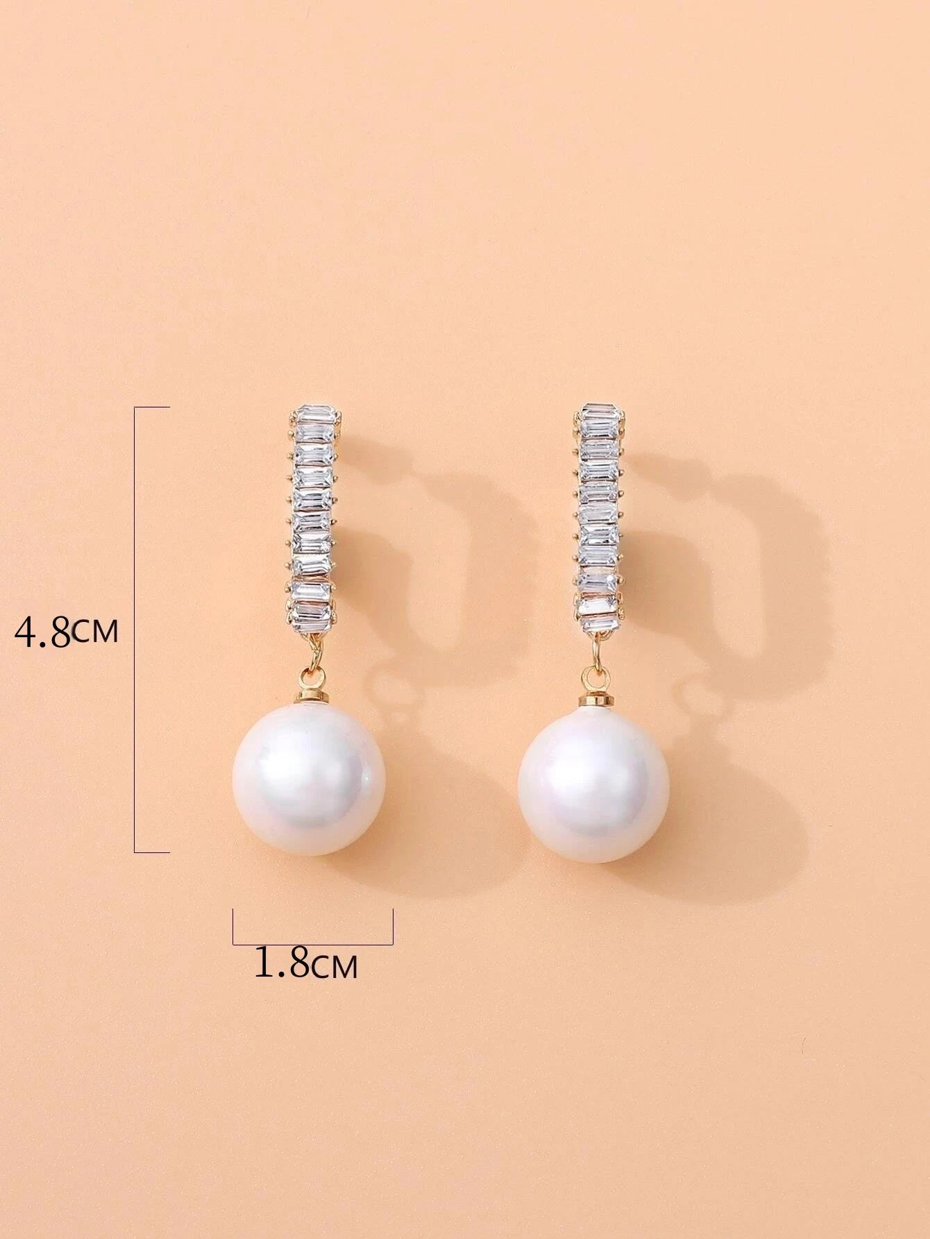 2pcs Rhinestone Decor Faux Pearl Drop Earrings