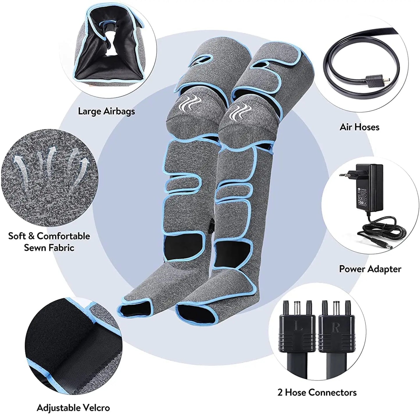 Leg Massager with Compression for Circulation Pain Relief Calf  Foot Massager 5 Modes 4 Intensities Athlete's Foot Relaxation