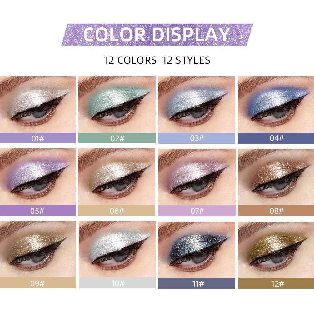 QiBest 15 Colors Glitter Liquid Eyeshadow Waterproof Lasting Shimmer Metallic Easy To Makeup Professional Eye Shimmer Eyeshadow